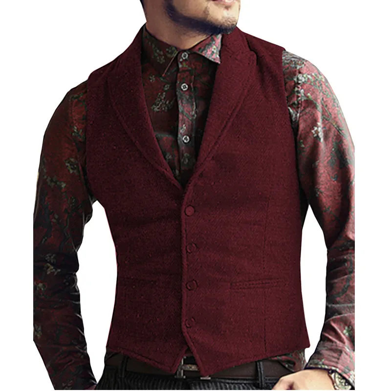 Flip collar men's suit vest fashionable, formal slim fit single breasted groom vest free delivery