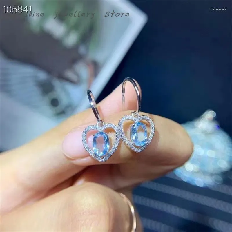 Stud Earrings Women's 925 Silver Inlaid Natural Aquamarine Exquisite Workmanship Stylish And Simple Design