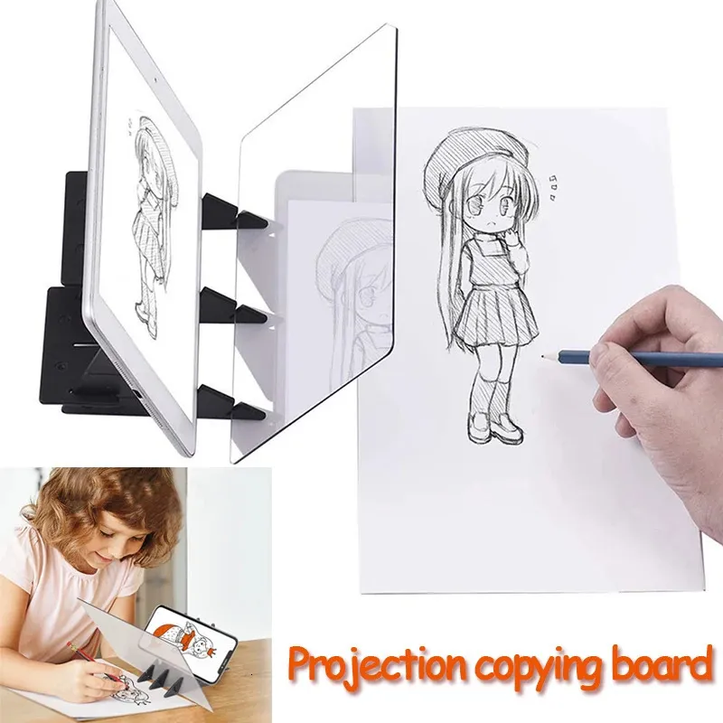 Ritning Målning levererar barnprojektion Copy Board Projector Tracing Sketch Specular Reflection Dimning Bracket Montessori Toys 231127