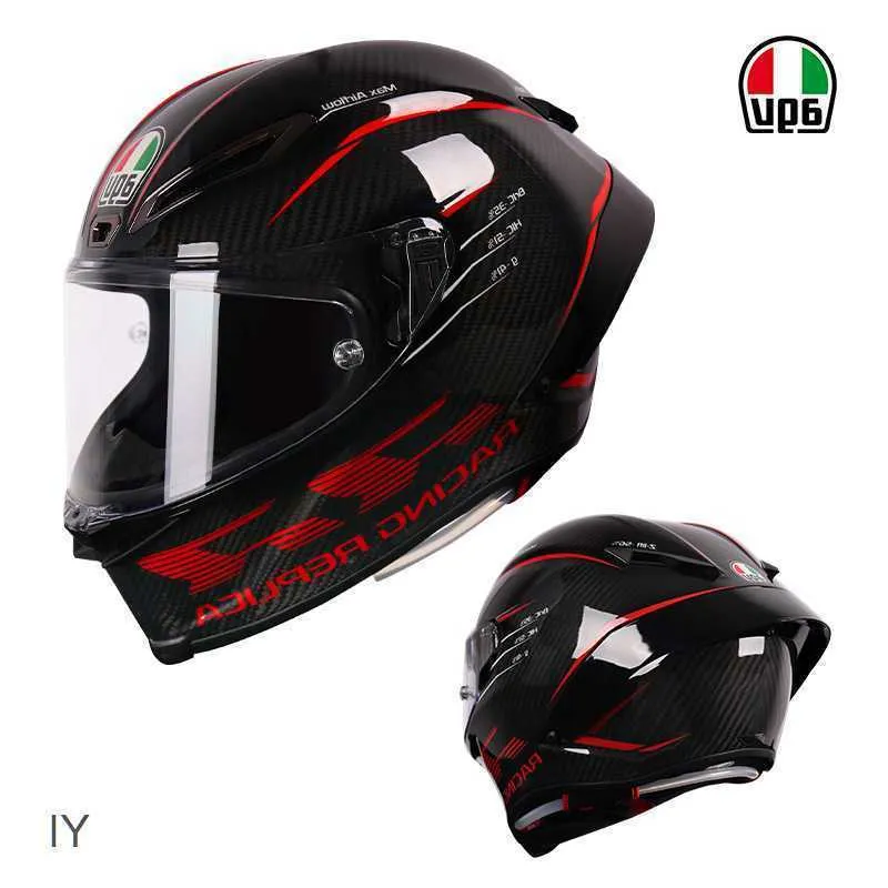 Full Face Open Face Motorcykelhjälm AGV Pista Gprr Carbon Fiber Black Red Trail Tiger Year Motorcykel Racing Hjälm Full Hjälm 75th Anniversary Chameleon Yi SLG