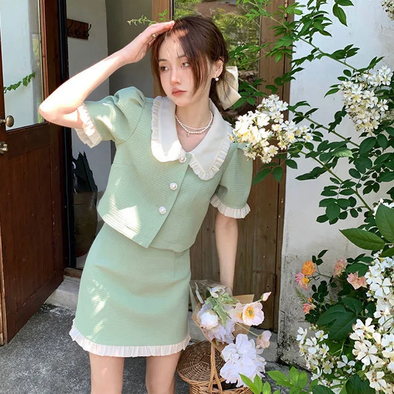 Green Hepburn Retro Green Dress Set With Crop... From Kong003, $60.26 |  DHgate.Com