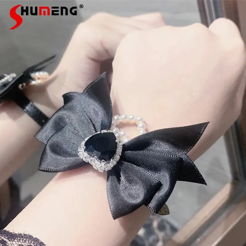 Krawatten Llolita Woman Accessoires für Frauen Sommer Übergroße süße Schleifenarmbänder Handgefertigter Schmuck Mine Big Bow Black Armband 231128