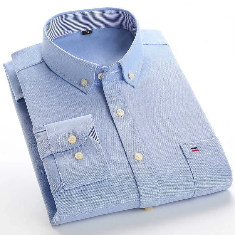 Koszulki męskie w 100% bawełniane męskie koszulę Oxford Formalne sukienki biznesowe bawełniany biały niebieski swobodny koszulka koreańskich ubrania p230427