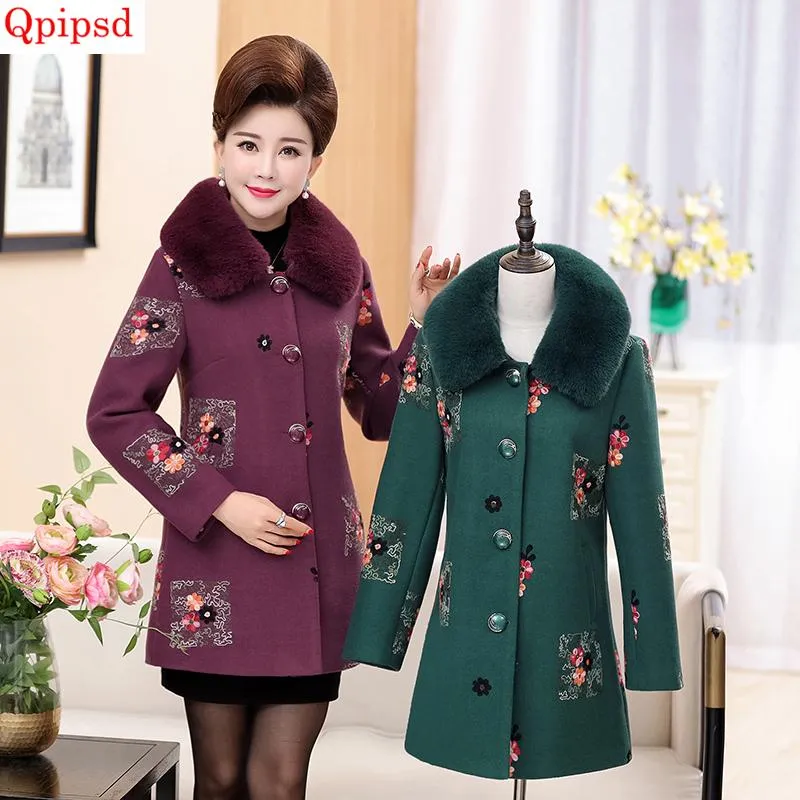 Damen Wollmischungen Mittelalter Winterkleidung Damen Mäntel 2023 Frühling Herbst Warmer Wollmantel Damen Lange Lose Parkas Damen Jacken