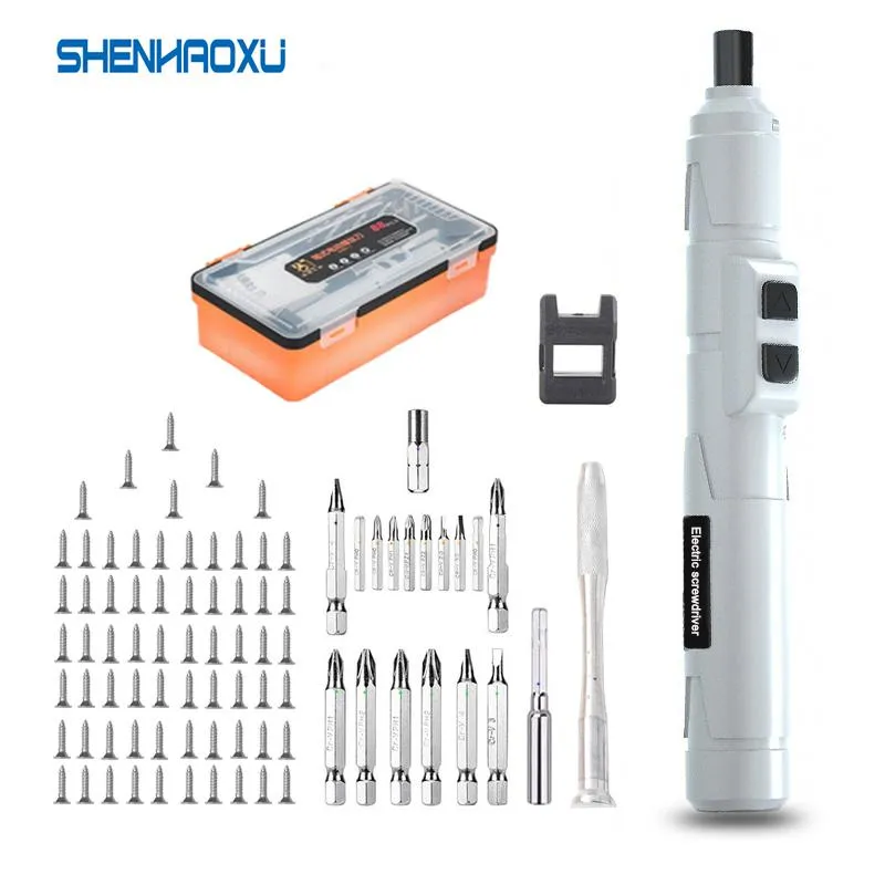 Schroevendraaiers Cordless Electrical Screwdriver Mini Power Tools 3.6V Rechargeable Multifucntion Power Drill With 88pcs Bits Kits Set Household