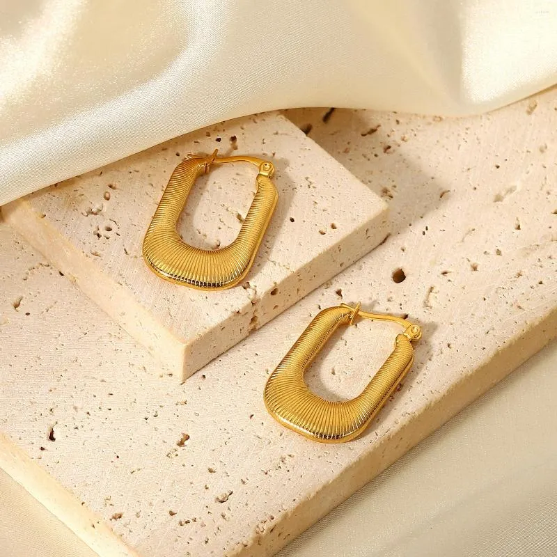 Серьги с обручами, покрытые 18-километровым золотым титановым стальной нитью U-образные ушные украшения, женщины
