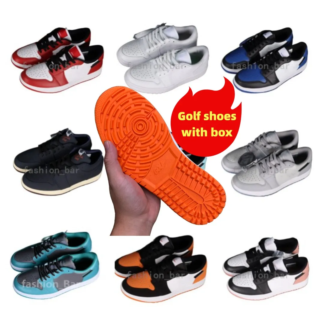 Nouvelles chaussures de golf Wolf Gray 1s Low 2024 Chaussures de basket-ball 1s Low Phantom Volt Rust Rose Noble Green Chicago Black Crocodile Man and Women Sneaker with Box