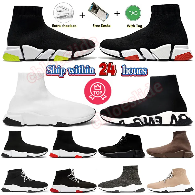 Sock shoes Designer Runner speed 1.0 2.0 Casual shoes platform shiny knit Loafers Slip-On Trainers Black White Red Pink Men womens sock boots tracks free shipping 35-46