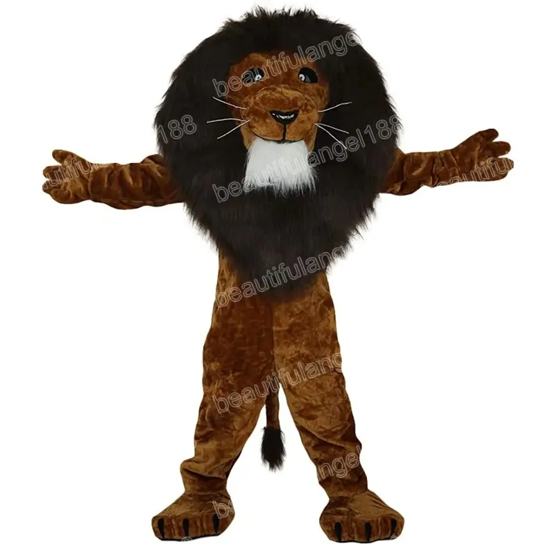 Costumes de mascotte de lion marron foncé Halloween personnage de dessin animé de haute qualité personnage de carnaval taille adulte tenue de fête de Noël costume pour hommes femmes