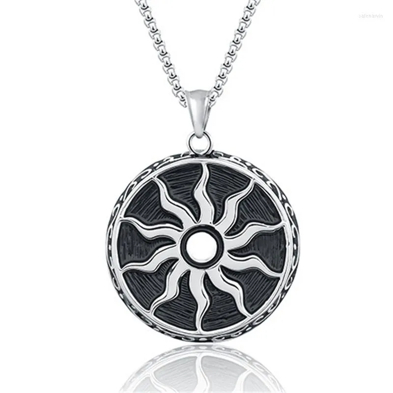 Chains 2023 Personalized Titanium Steel Men's Pendant Creative Double-Sided Sun Flower Necklace Gift Tire Couple Punk Style