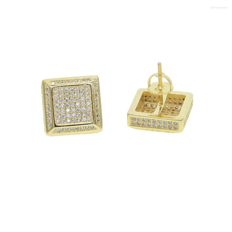 Fabulous Handmade fabulous square cubic zircon stone 22karat yellow gold  stud earring pair for boys/girls | TRIBAL ORNAMENTS