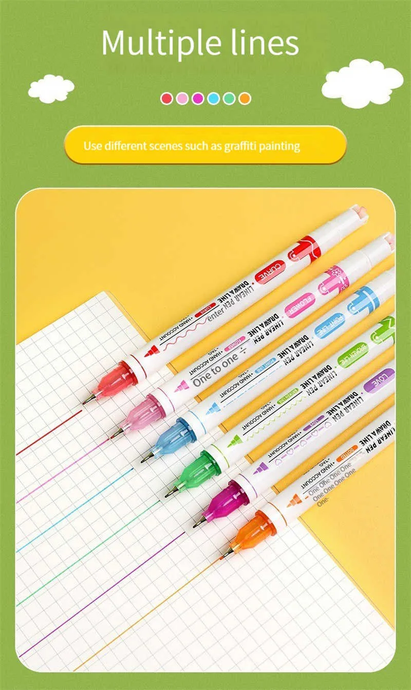 Watercolor Pattern Brush Set With 12 Single/Dual Tip Markers, 6 Double Head  Curve Pens, Fine Lines, And Cute Design Ideal For Kids Drawing, Scrapbooking,  School Stationery P230427 From Musuo05, $11.66