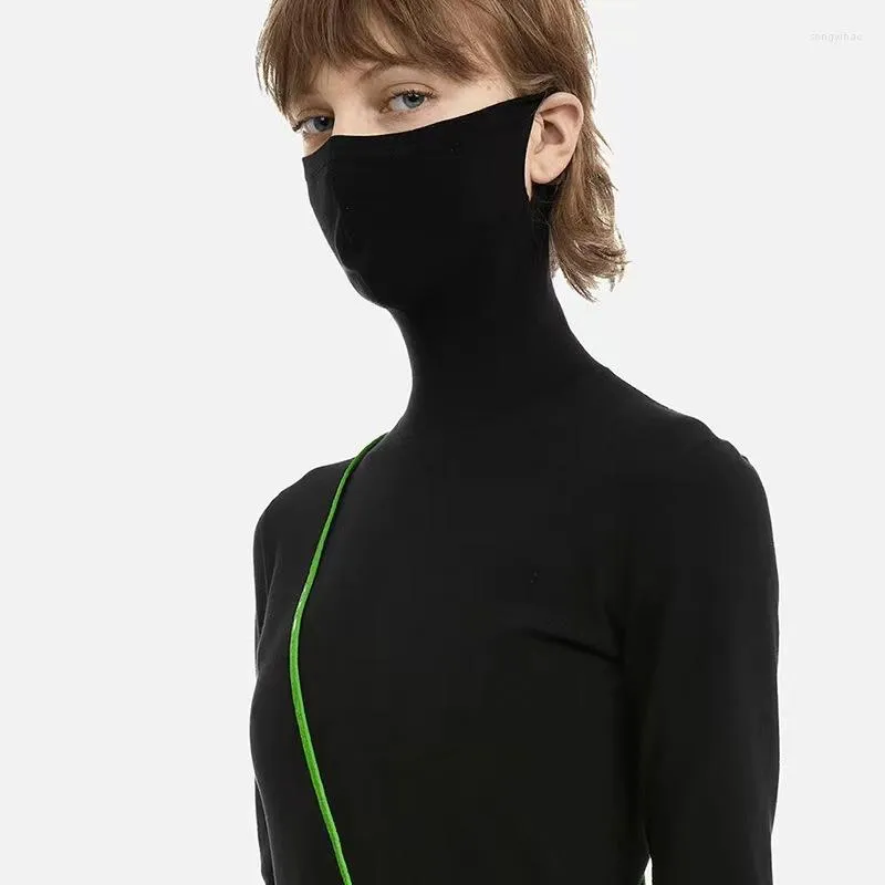 Pulls pour femmes automne et hiver personnes à la mode suspendus masques d'oreille gants un pull tricoté haute densité Stretch fond serré