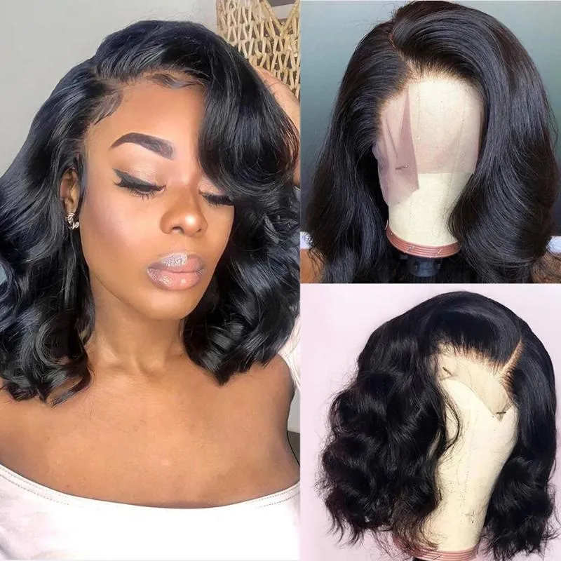 Lace Wigs Body Wave Korte Bob Front Menselijk Haar Braziliaanse Frontale 13x1 T Part Remy PrePlucked Voor zwarte Vrouwen