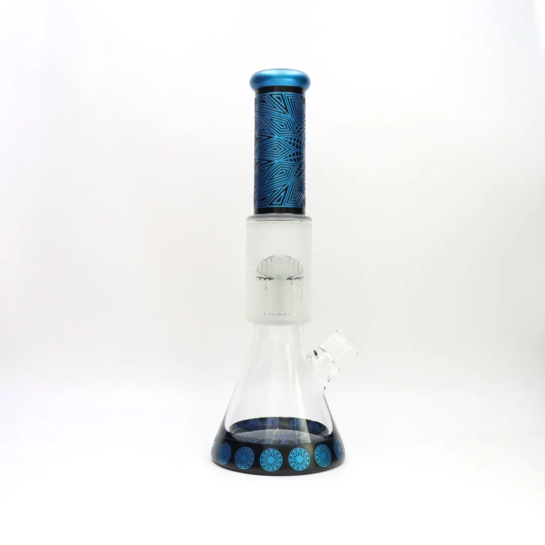 Percolateur en verre de 16 pouces, 3 couleurs, lourd, sablé en profondeur, Joint de 14mm avec bol et banger à Quartz gratuitement