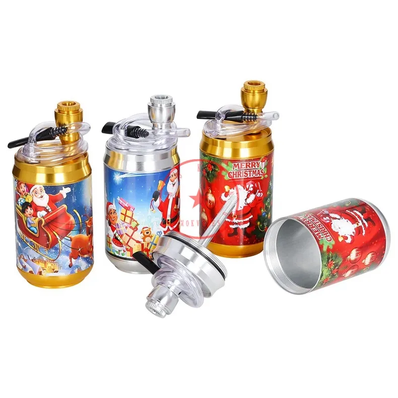 Tubos de bongo coloridos portátil Natal Papai Noel estilo liga de metal viagem removível waterpipe seco erva tabaco filtro tigela porta-cigarro fumar bubbler