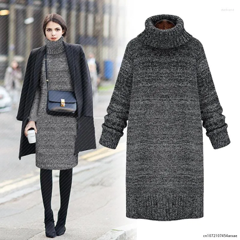 Women's Sweaters Turtleneck Knitted Winter Dresses For Women 2023 Fall Bodycon White Sexy Solid Color High Street Woolen Warm Dress