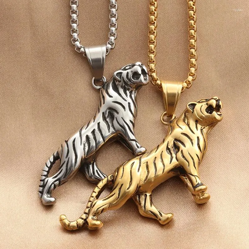 Pendentif Colliers Bijoux De Mode Titane Acier Tigre Collier Pour Hommes Rétro Accessoires En Acier Inoxydable À La Mode Dominatrice Chaîne