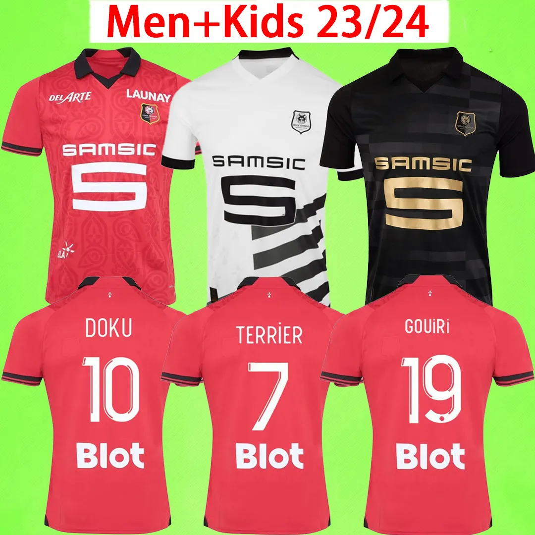 23 24 Stade Rennais Soccer Jerseys Rennes Maillot de Foot 2023 2024 Toko Ekambi Bourigeaud Terrier Doku Gouiri Men Men Kids Kids Shirt Shirt Player Player نسخة