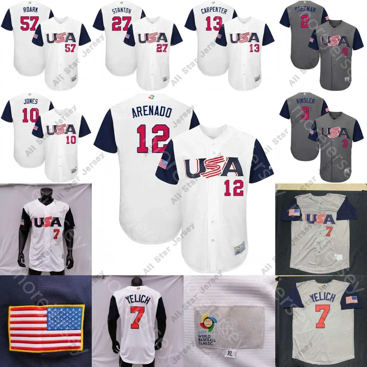 Custom Baseball Jerseys 2023 World Baseball Classic WBC USA Jersey Pete
