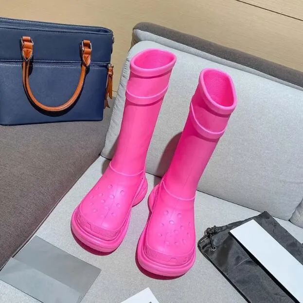 Pink Designer Rubber Rain Boots For Men Women Black White Green Brown Paris EVA Shoes Size 36-42 88