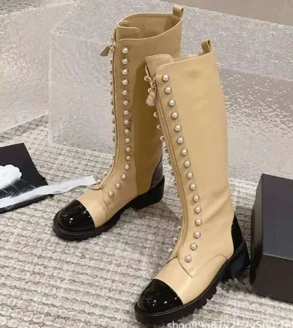 Chanells Boots Chanellies Универсальный хананельный рыцарь высокий бочонок