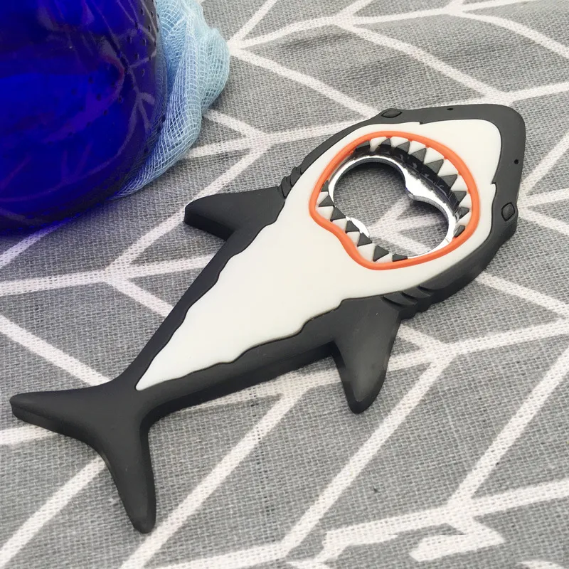 Cartoon Shark Beer Bottle Opener Silicone Refrigerator Sticker Kitchen Tool