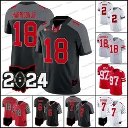 18 Marvin Harrison Ohio State Buckeyes Football Jersey 6 McCord Fleming Wilson Stroud Justin Fields 44 J.T. Tuimoloau Egbuka Olave George Bosa Red College Jerseys