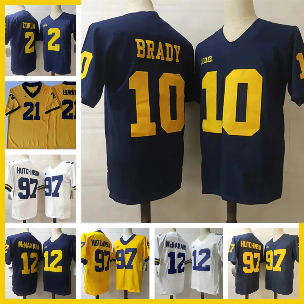 Michigan NCAA Wolverines College Football Jerseys 2 Shea Patterson Desmond Howard 10 Tom Brady 4 Jim Harbaugh Charles Woodson Jabrill Pepper High