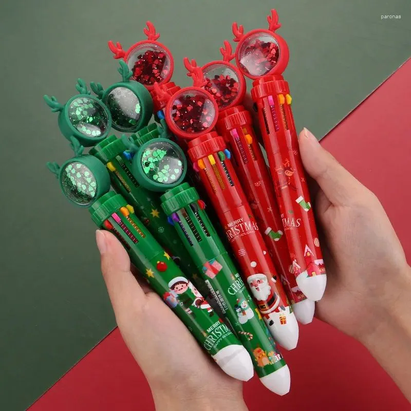 Natal de dez cores caneta de caneta fofa de férias garoto de presente decoração para casa ornamento de natal