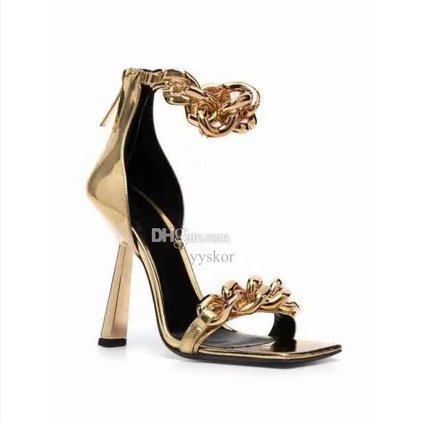 【関税&送料込】Golden High Heel Sandals DHgate.com:Gold High Heels Chain-Link Sandals: Elegant