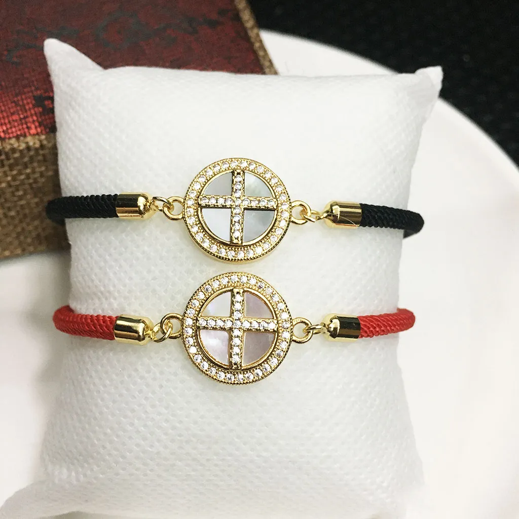 1 pçs concha corda mau olhado pulseiras feminino masculino charme tecido artesanal pulseiras trançado tamanho ajustável sorte vermelho preto jóias presente