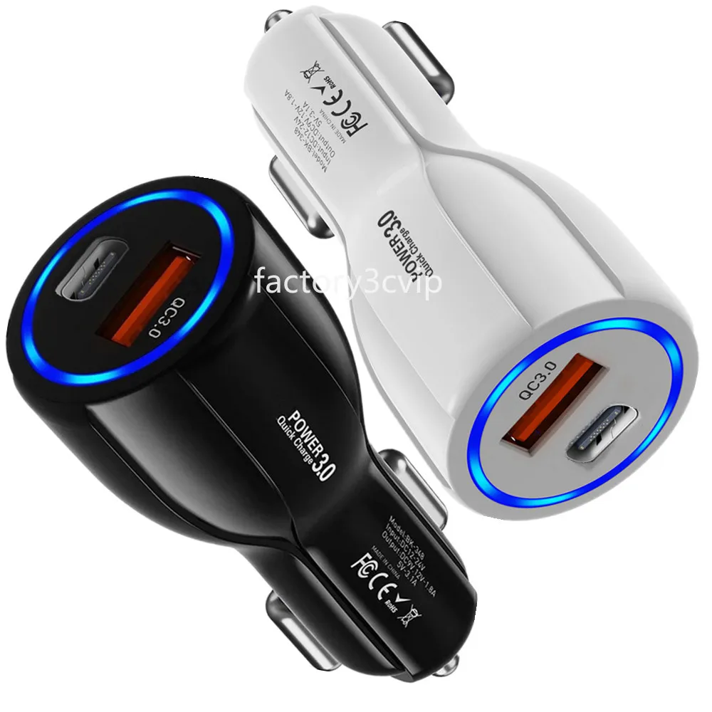 Caricabatteria da auto USB C PD da 30 W 18 W veloce Caricabatteria da auto QC3.0 2 porte per Iphone 12 13 14 15 Samsung Tablet PC GPS F1