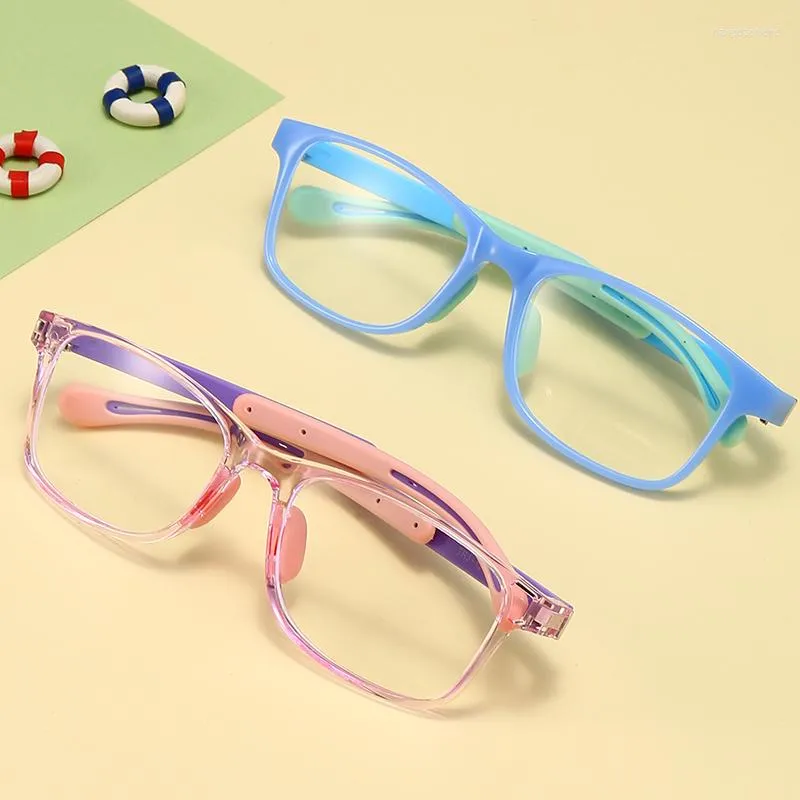 Sonnenbrille mit quadratischem Rahmen für Kinder, Anti-Blaulichtbrille, TR90, Retro-Ultra-Brille, flacher Spiegel, Jungen-Mädchen-Klassenbrille