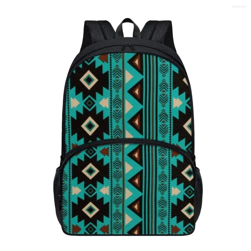 Sacs d'école FORUDESIGNS Sacs d'école culturels du sud-ouest Mode Étudiant Turquoise Designs Sacs à dos Multi Pocket Dual Zipper Book