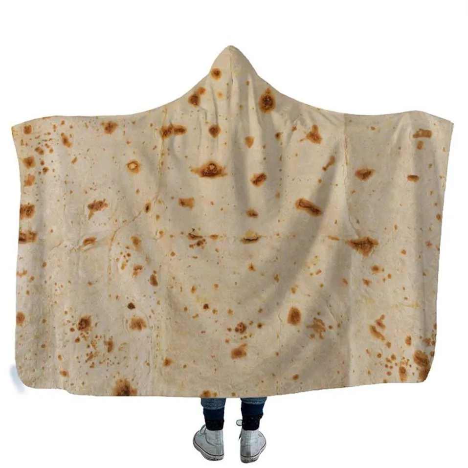 Kreativ mexikansk tortilla huva filt mjuka varma barn filt med huva sherpa fleece snuggle bärbara filtar för barn 130303h