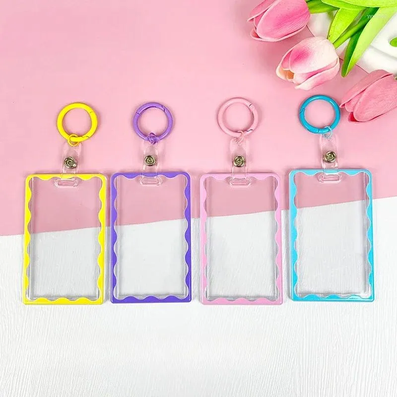 Card Holders Transparent Holder With Key Ring For Students Po Sleeves Bus Student Case Protector