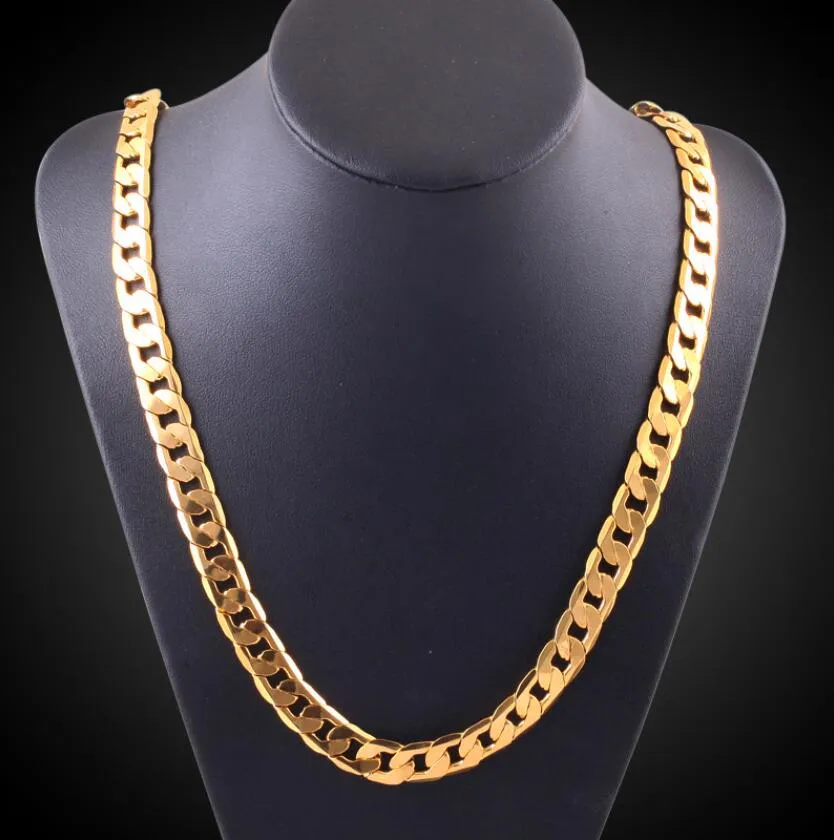 Chains 18 K Real Solid Yellow Gold Filled Fine Cuban Curb Italian Link Chain Necklace Mens Women 10Mm Drop Delivery Jewelry Neckl Dhwgo