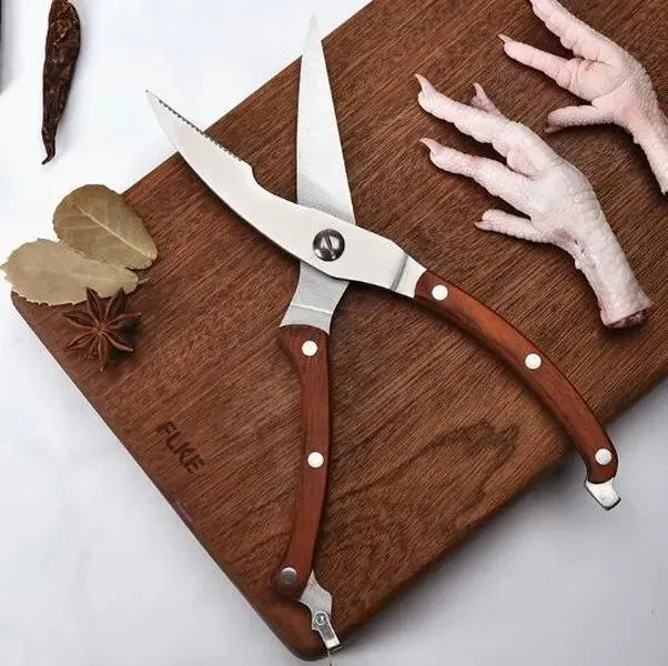 Chicken bone cutters with wooden handle stainless steel kitchen multi functional powerful bone fish stomach ZZ