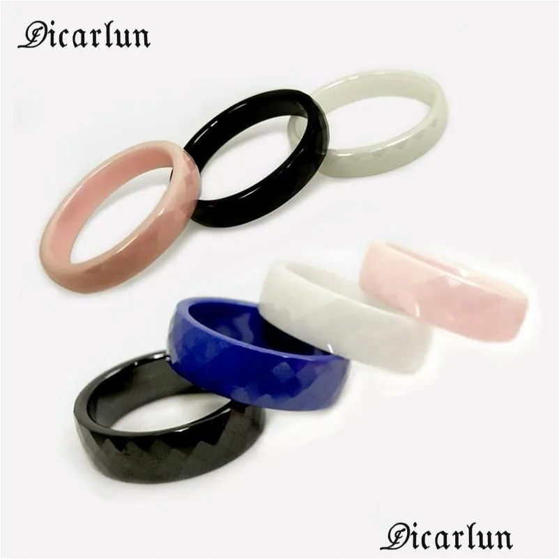 Cluster Rings Dicarlun Black White Pink Blue Ceramic 4 Mm 6 Rhombus Ring Jewelry For Women Cute Minimalist Size 7 8 9 Drop Delivery Dhx2M