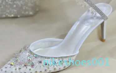 Rene Caovilla Nouveau Lustre Embelli De Cristal Cheville-wraplace Escarpins À Bout Pointu Sandales À Talons Aiguilles Pour Femmes Créateurs De Luxe Soirée Shies Avec