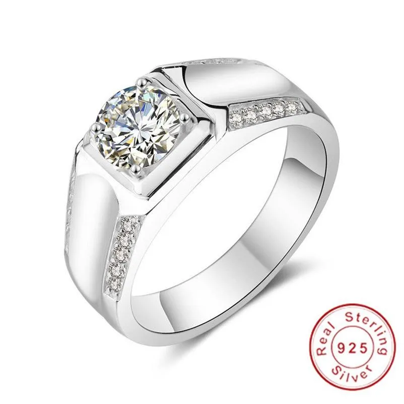 Conjunto de anéis de prata sólida 100% real, joia original, sona, diamante, noivado, casamento, para homens, meninos, presente, tamanho 7-132700