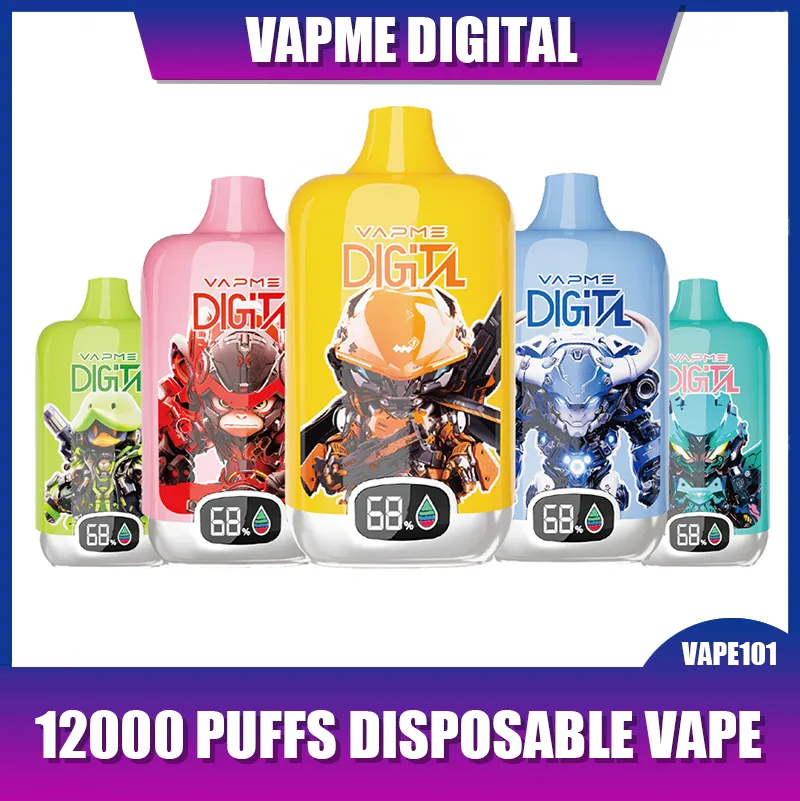 100% Originale VAPME Digital 12000 sbuffi Dispositivo di vaporizzazione usa e getta Pen pod 850MAH batteria ricaricabile da 22 ml di bobina a maglie pre-riempita 1,0ohm con schermo RGB