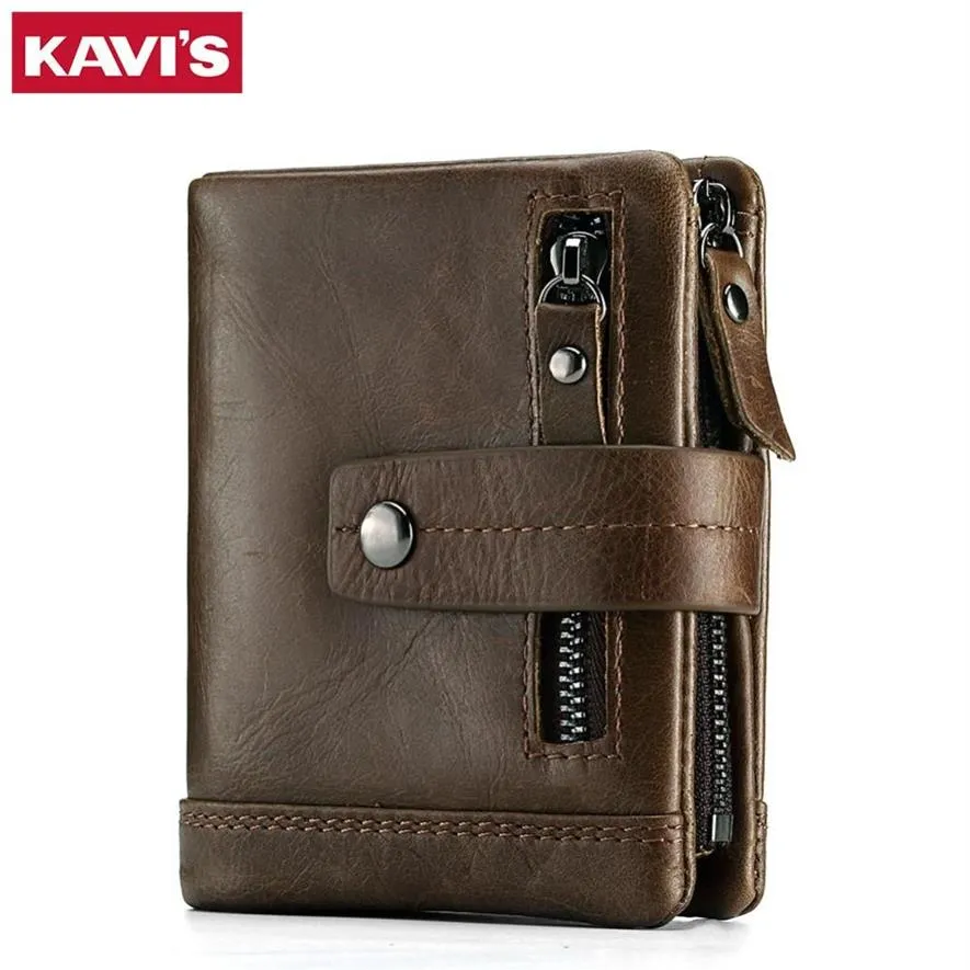 Kavis carteira de couro genuíno dos homens bolsa de moedas masculino cuzdan portfólio homem portomonee pequeno mini rfid walet bolso moda homem vallet262t