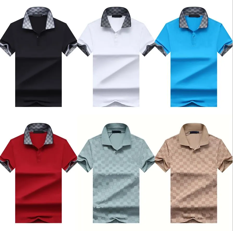 Men's polo shirts t-shirts print Letter short-sleeved turndown collar Plaid shirts for summer Luxury POLOS Top men Asian size