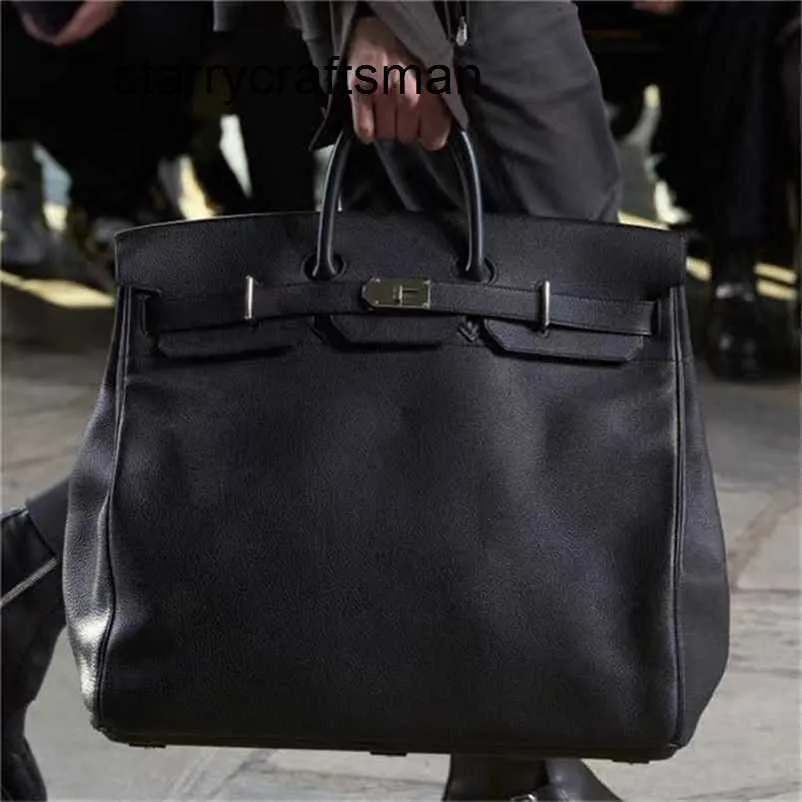レザーハンドバッグ50cm黒い大きなバッグ2023キャパシティビジネスフィットネス荷物l