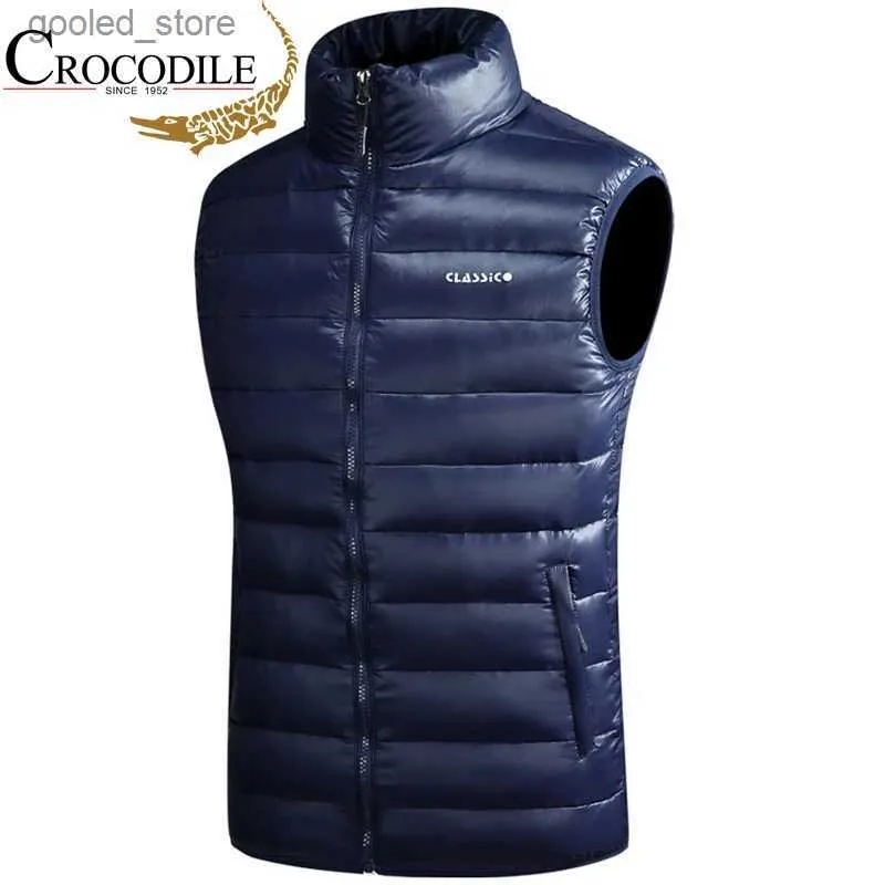 Gilets pour hommes Crocodile hiver chaud vers le bas gilet mâle décontracté blanc canard vers le bas veste sans manches hommes épais ultraléger chaud gilet vêtements 2022 Q231129