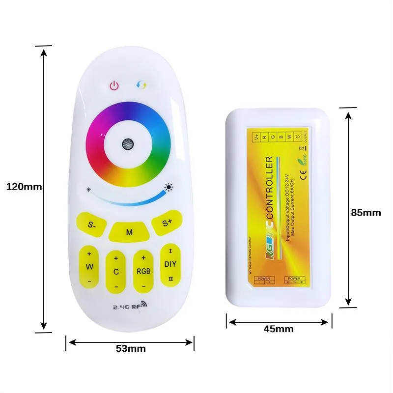 RGBWCCT RGB LED Controllers Touch Screen 2.4G DC12-24V 18A Remote Controller Channel For 5050 RGBWC LED Strip