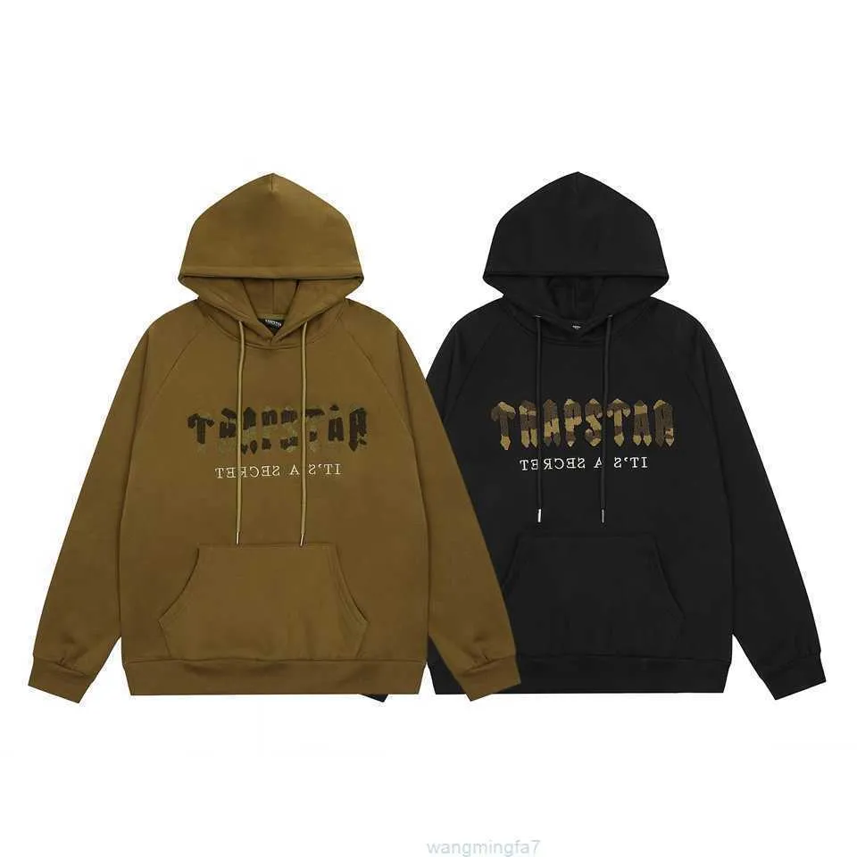 10yb erkek ve kadın tasarımcı giyim sweatshirtler eşofmanlar Amerikan modaya uygun marka trapstar kamuflaj havlu gevşek rahat peluş kapüşonlu kazak