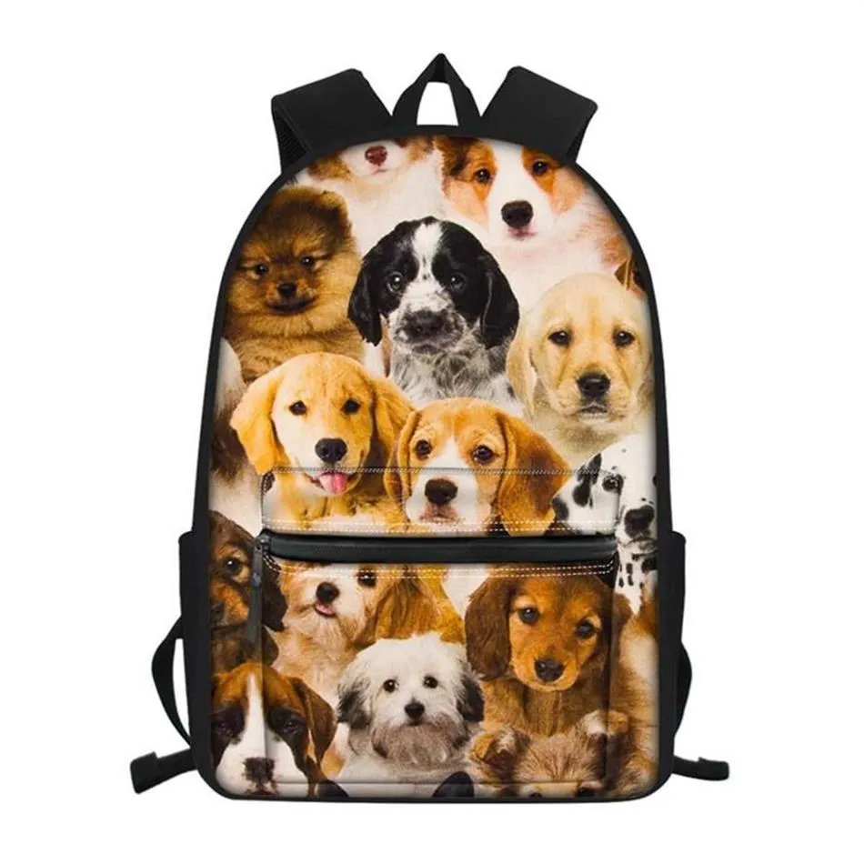 Sacs d'école Mignon chiot chien impression 3D enfants sac à dos pour filles garçons étudiant cartable sac à dos orthopédique pour enfants Mochila 284l